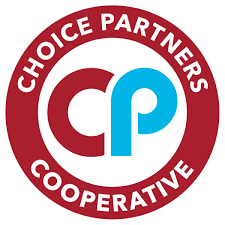 an image of choice partners cooperative logo - colors include red, white, and light blue