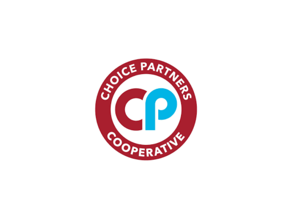 image of choice partners logo on a white background- colors include white, red, and light blue